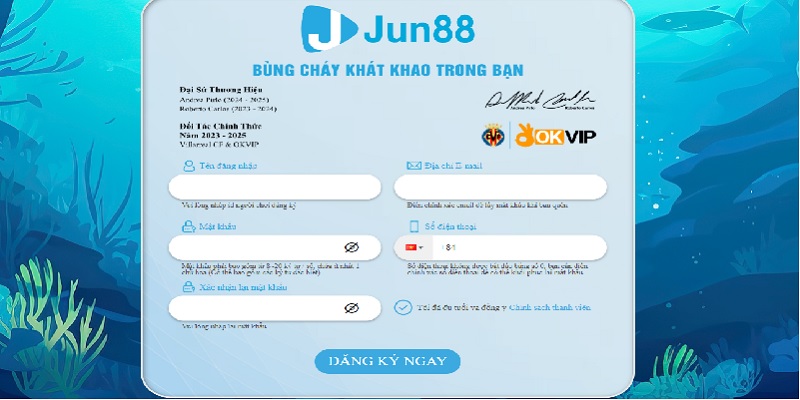 Từng Bước Đăng Ký Jun88 Thành Công Hiệu Quả Cho Hội Viên 5 Biểu mẫu nhập thông tin khi tạo tài khoản